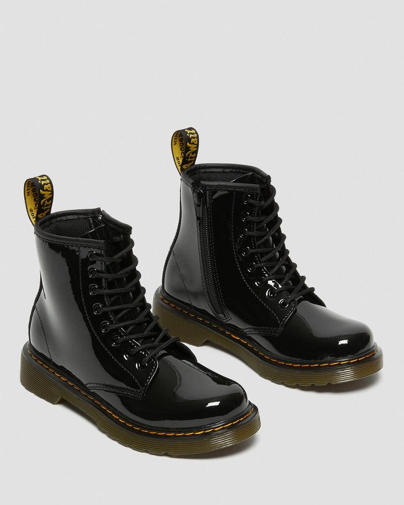 Dr Martens Junior 1460 Lak Leren Veterlaarzen Kinderen Zwart | NL 138TCE